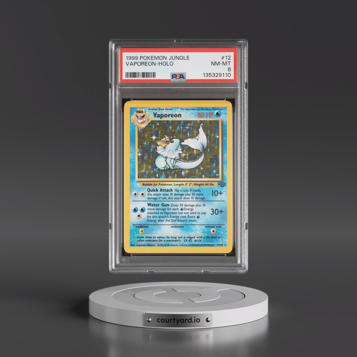 1999 Pokémon Jungle #12 Vaporeon - Holo (PSA 8 NM-MT)