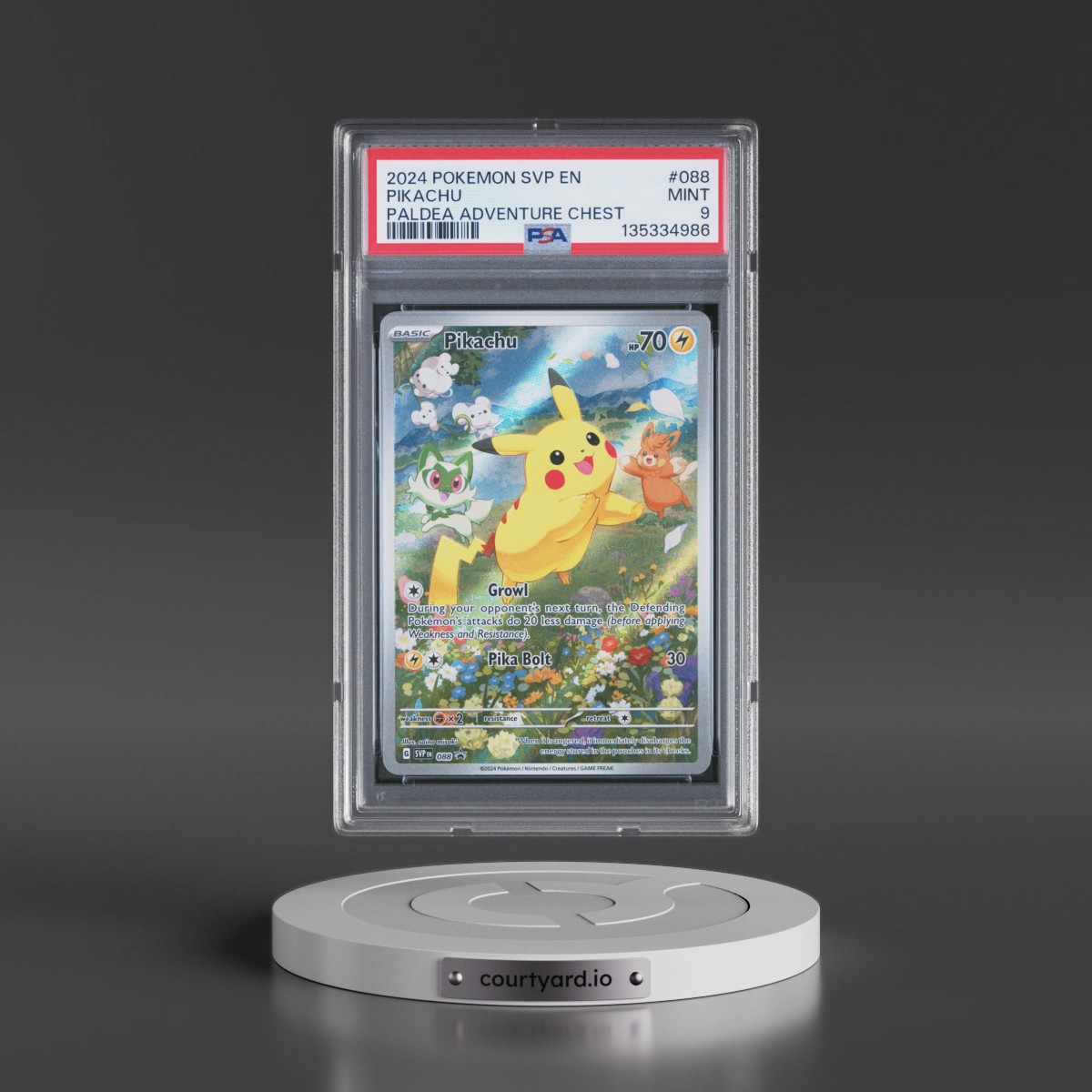 2024 Pokémon Svp EN-SV Black Star Promo #088 Pikachu - Paldea Adventure Chest (PSA 9 MINT)