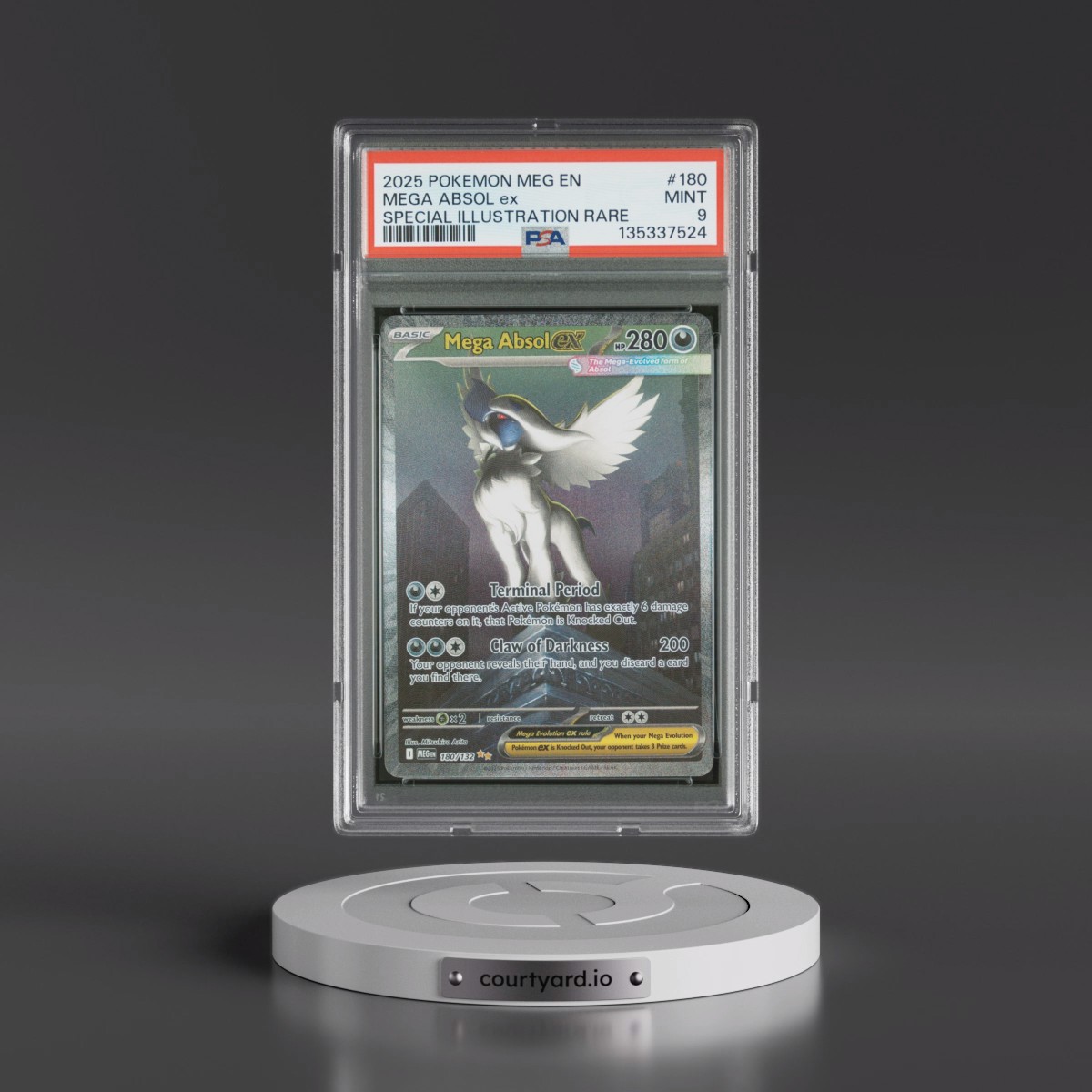 2025 Pokémon Meg EN-Mega Evolution #180 Mega Absol EX - Holo Special Illustration Rare (PSA 9 MINT)