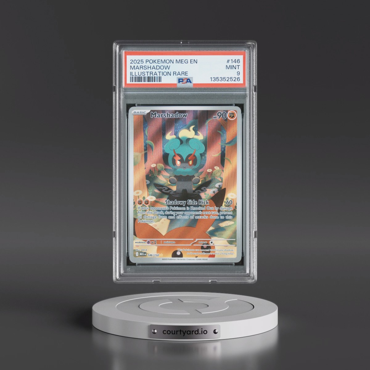 2025 Pokémon Meg EN-Mega Evolution #146 Marshadow - Illustration Rare (PSA 9 MINT)