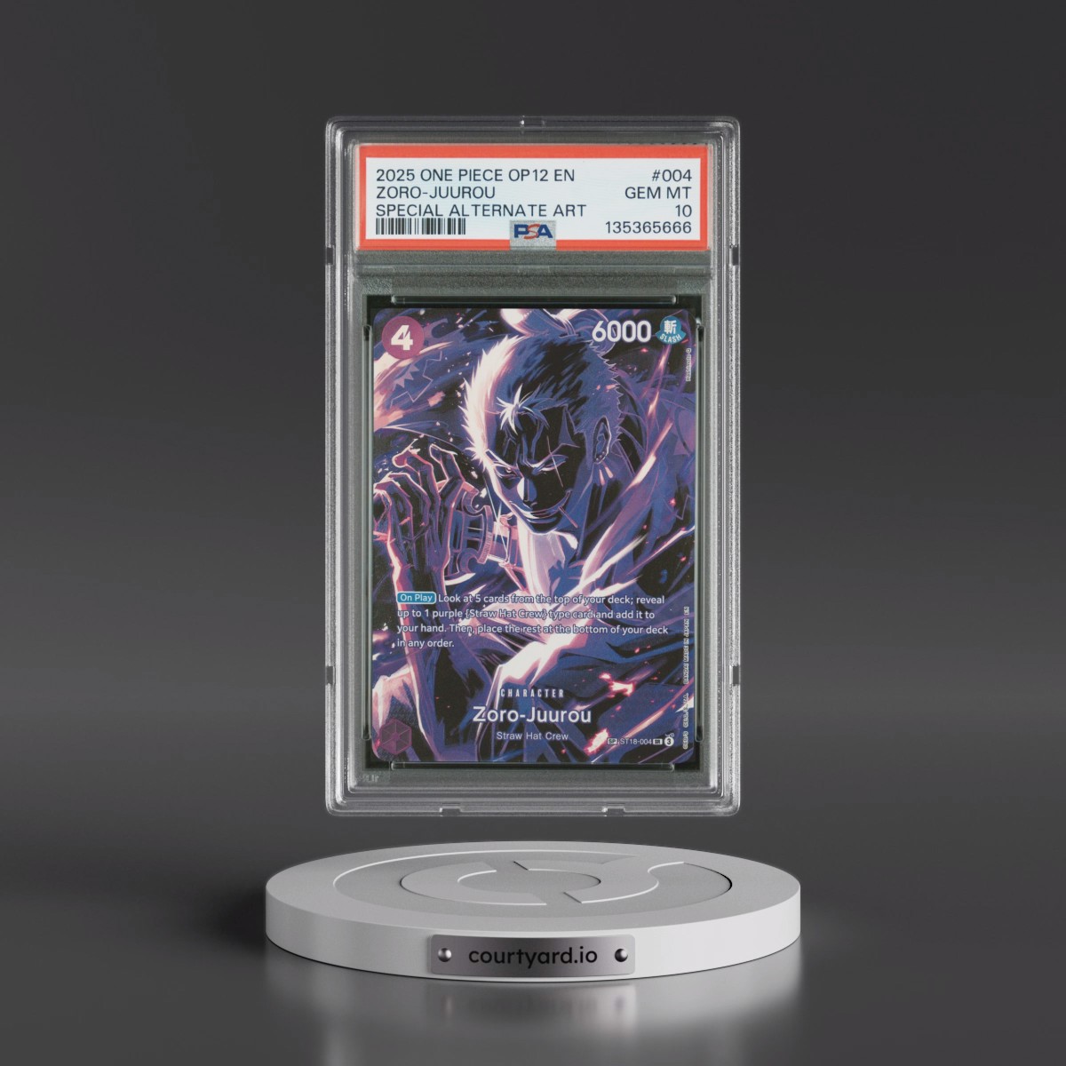 2025 One Piece OP12-Legacy of the Master #004 Zoro-Juurou - Special Alternate Art (PSA 10 GEM MINT)
