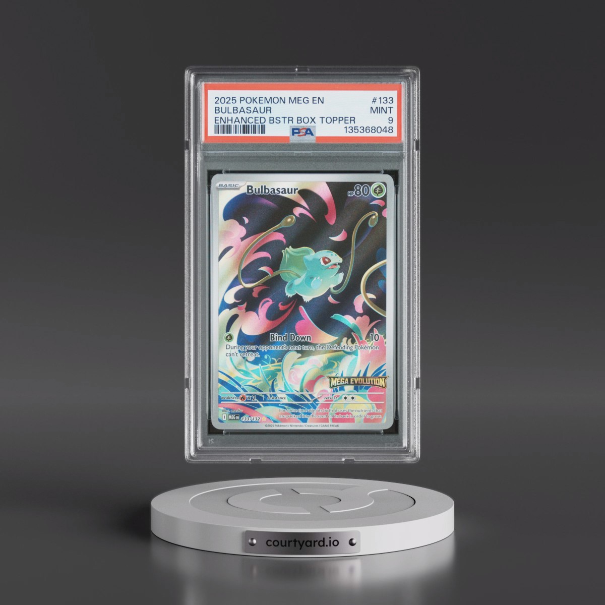 2025 Pokémon Meg EN-Mega Evolution #133 Bulbasaur - Enhanced Booster Box Topper (PSA 9 MINT)