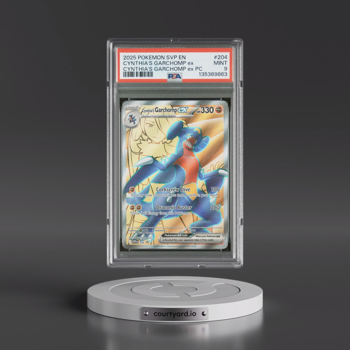 2025 Pokémon Svp EN-SV Black Star Promo #204 Cynthia's Garchomp EX - Holo Cynthia's Garchomp EX Premium Collection (PSA 9 MINT)