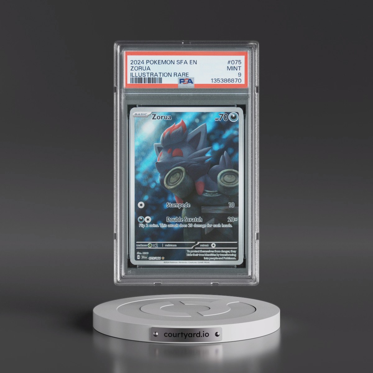 2024 Pokémon Sfa EN-Shrouded Fable #075 Zorua - Illustration Rare (PSA 9 MINT)