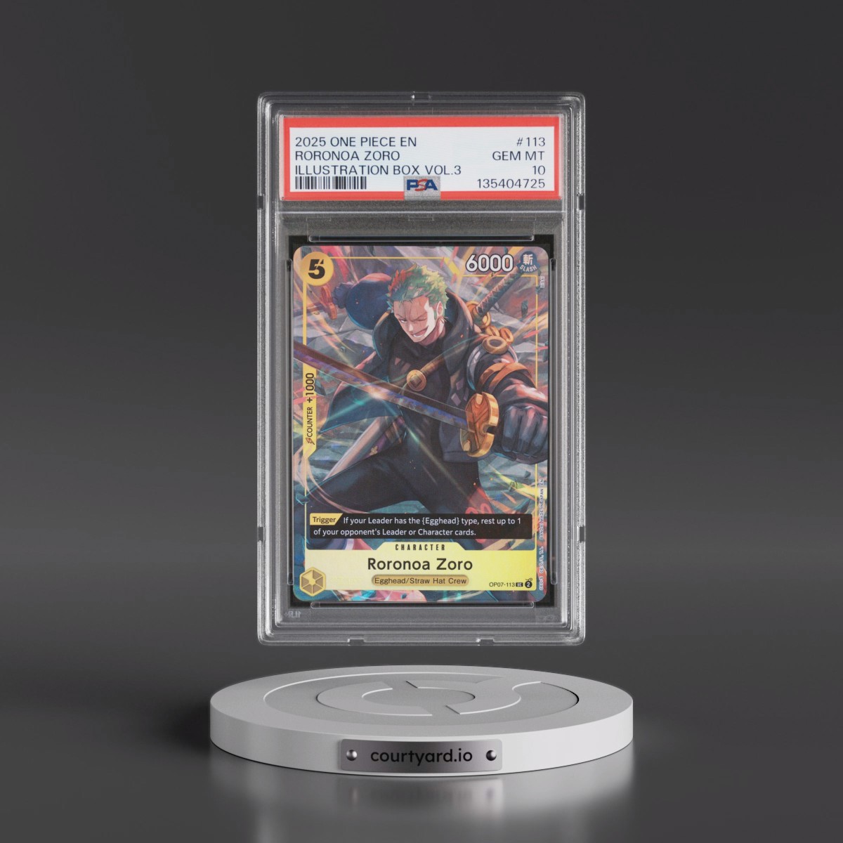 2025 One Piece Promos #113 Roronoa Zoro - Illustration Box Vol.3 (PSA 10 GEM MINT)