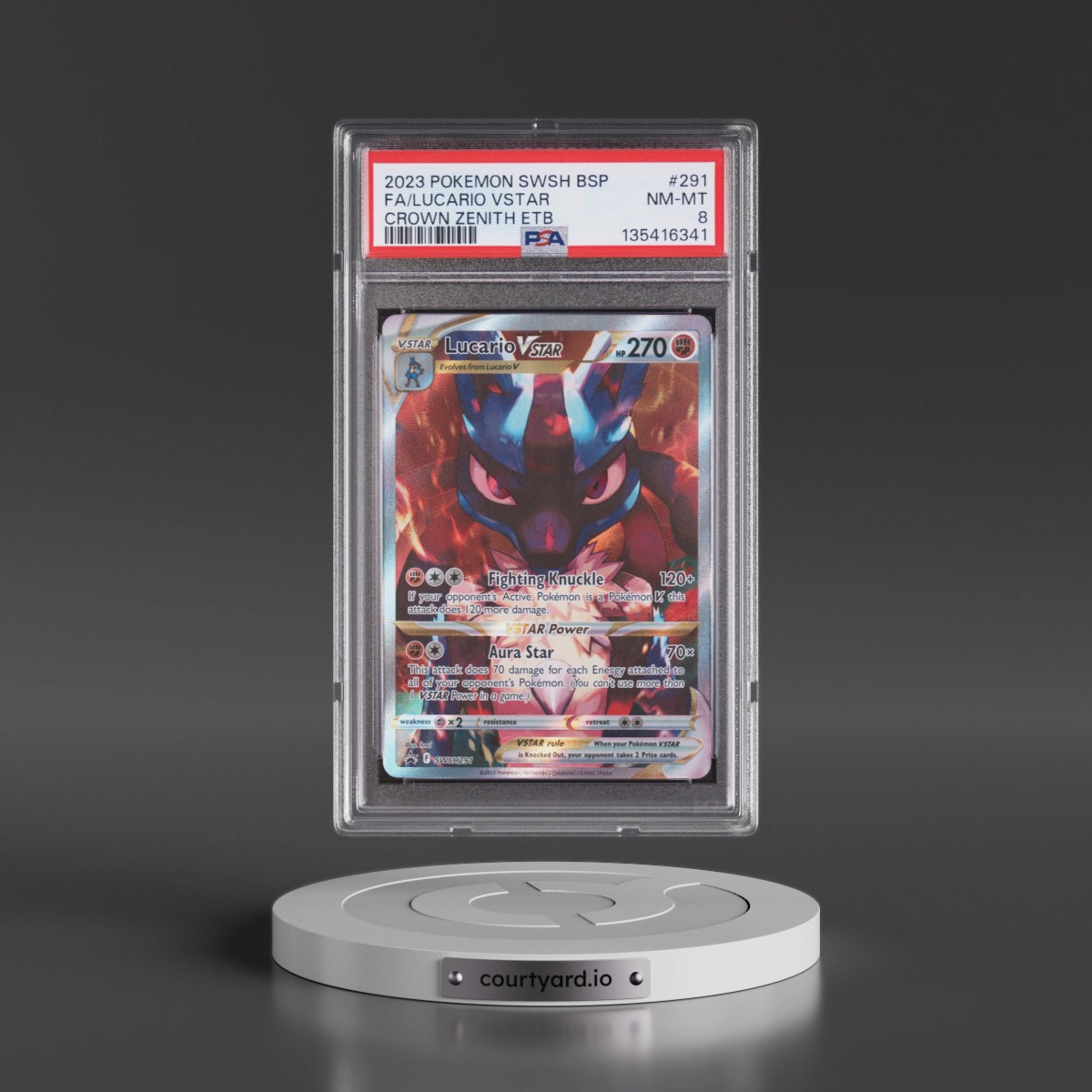 2023 Pokémon Swsh Black Star Promo #291 Lucario Vstar - Full Art Crown Zenith Elite Trainer Box (PSA 8 NM-MT)