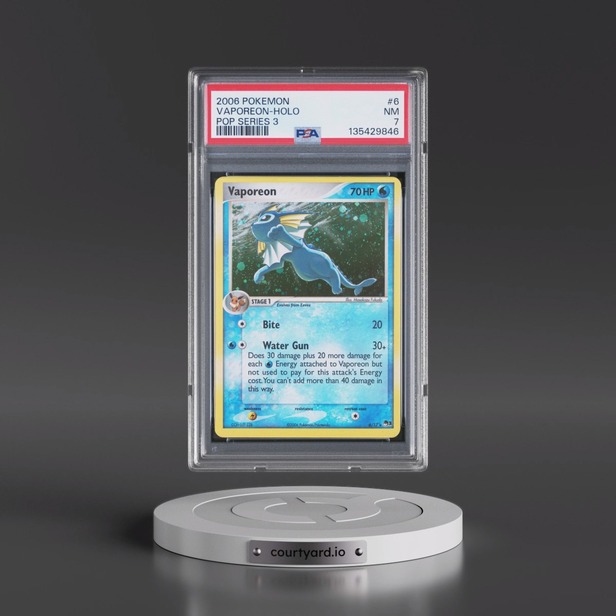 2006 Pokémon Pop Series 3 #6 Vaporeon - Holo (PSA 7 NM)