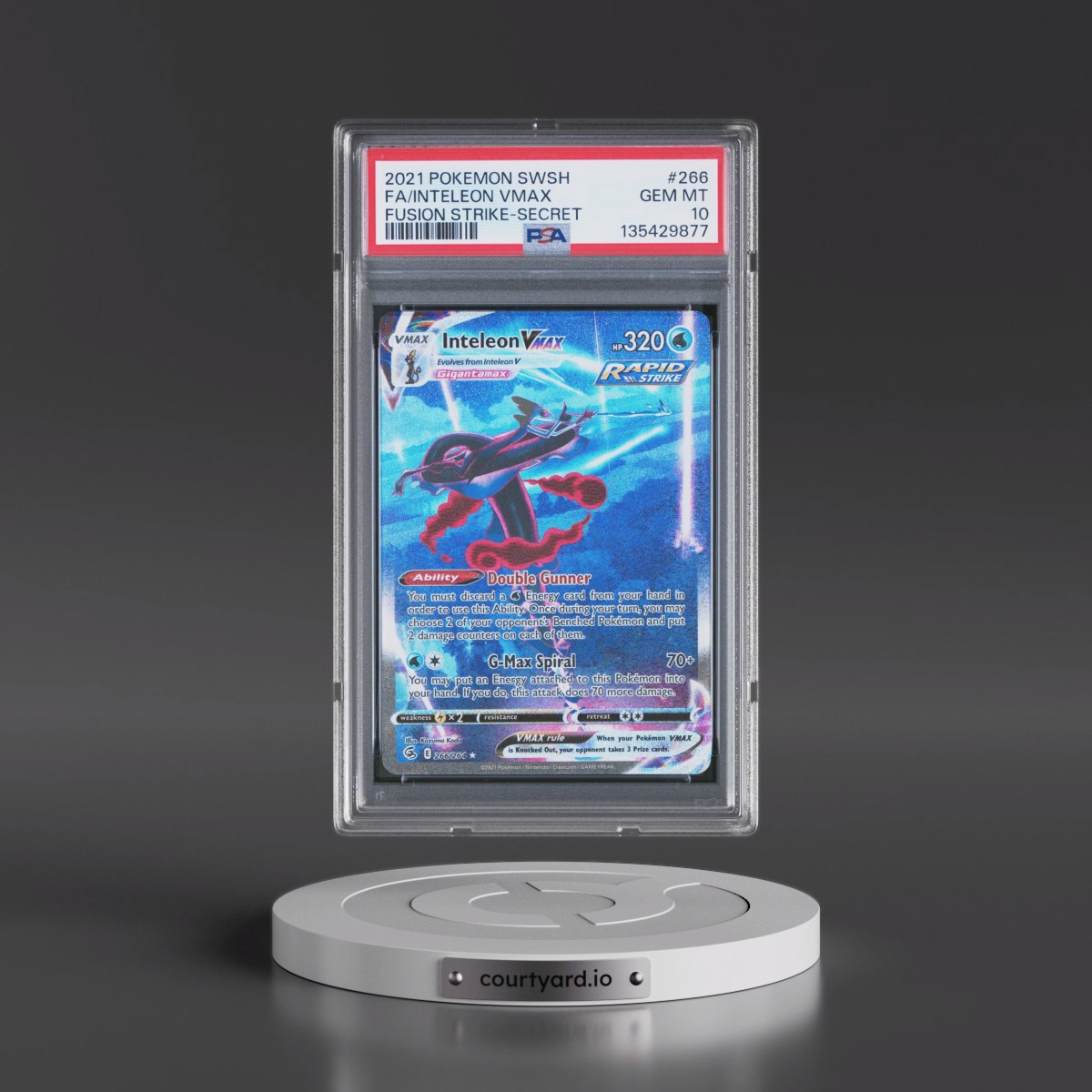 2021 Pokémon Sword & Shield Fusion Strike #266 Inteleon Vmax - Full Art Secret (PSA 10 GEM MINT)