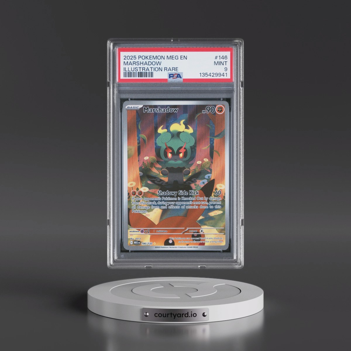 2025 Pokémon Meg EN-Mega Evolution #146 Marshadow - Illustration Rare (PSA 9 MINT)