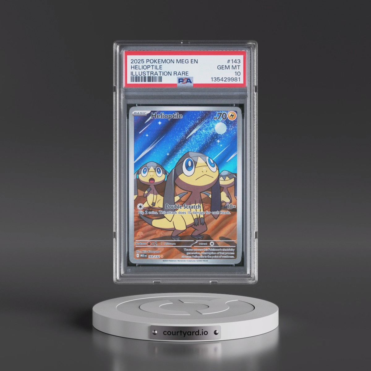 2025 Pokémon Meg EN-Mega Evolution #143 Helioptile - Illustration Rare (PSA 10 GEM MINT)