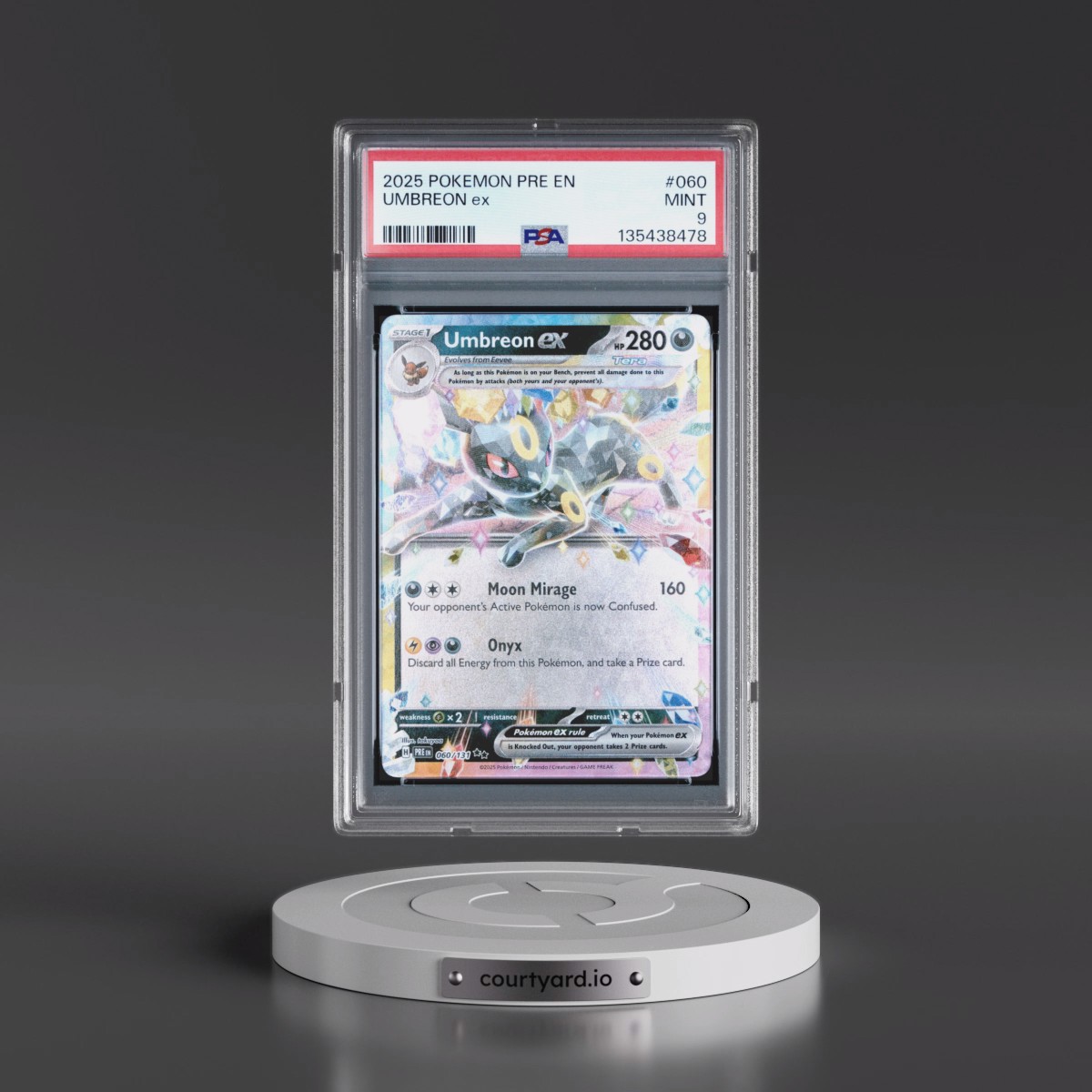 2025 Pokémon Pre EN-Prismatic Evolutions #060 Umbreon EX - Holo (PSA 9 MINT)