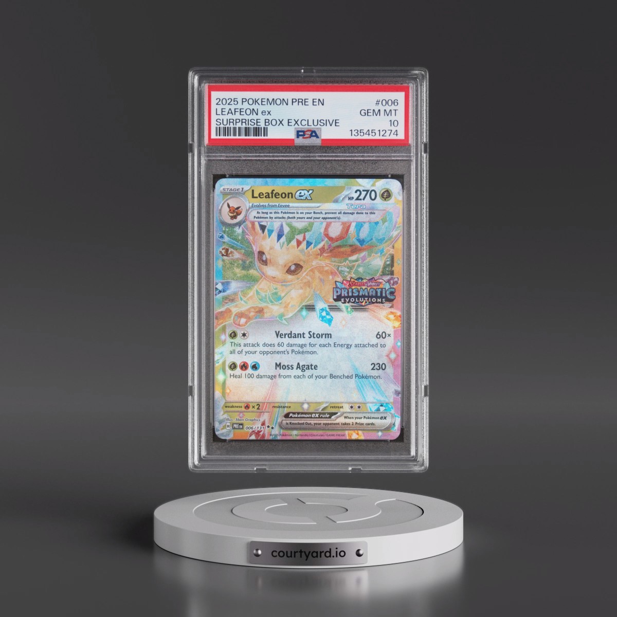2025 Pokémon Pre EN-Prismatic Evolutions #006 Leafeon EX - Holo Surprise Box Exclusive (PSA 10 GEM MINT)