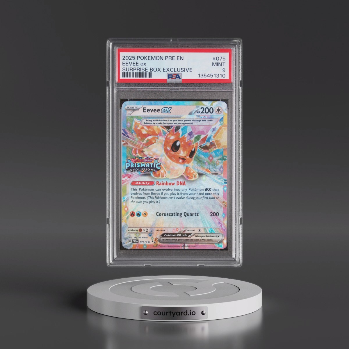 2025 Pokémon Pre EN-Prismatic Evolutions #075 Eevee EX - Holo Surprise Box Exclusive (PSA 9 MINT)