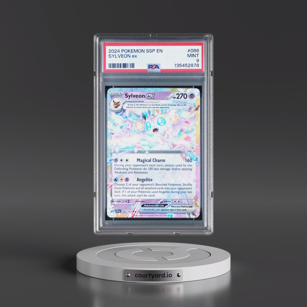 2024 Pokémon Ssp EN-Surging Sparks #086 Sylveon EX - Holo (PSA 9 MINT)