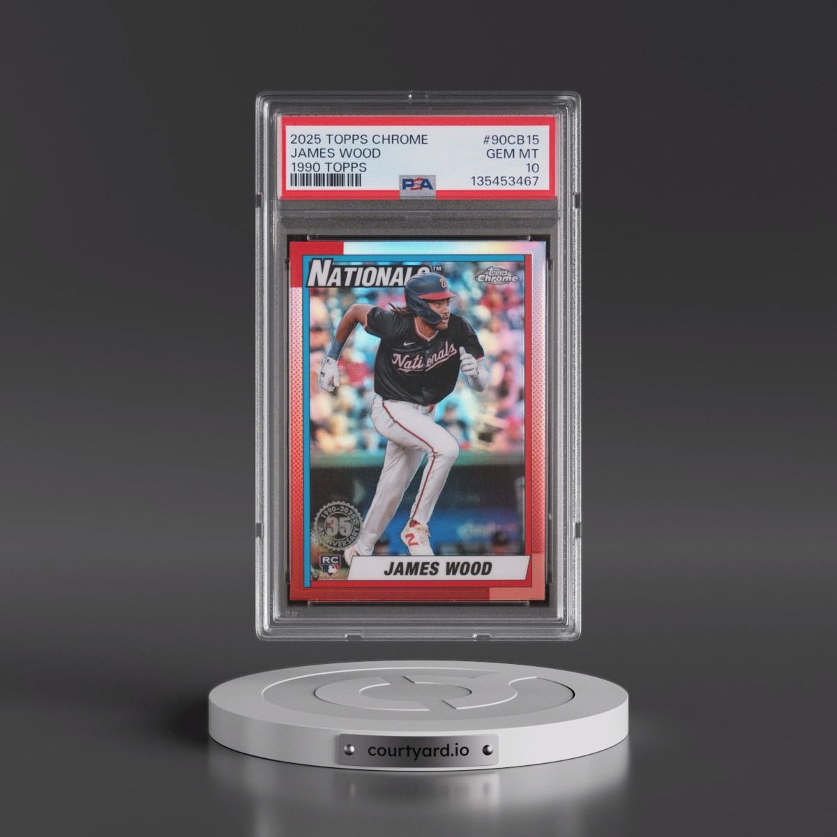 2025 Topps Chrome 1990 Topps #90CB15 James Wood (PSA 10 GEM MINT)