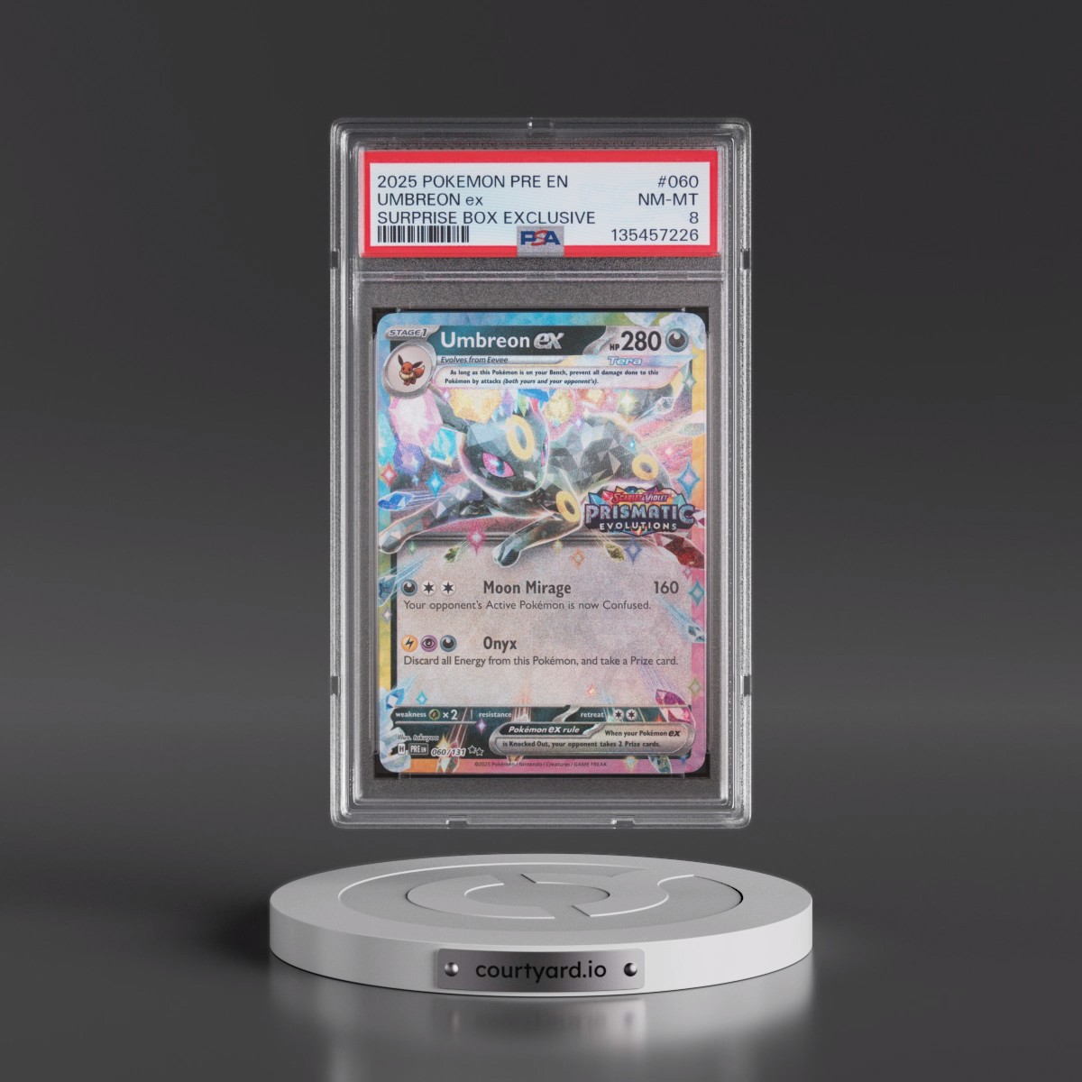 2025 Pokémon Pre EN-Prismatic Evolutions #060 Umbreon EX - Holo Surprise Box Exclusive (PSA 8 NM-MT)