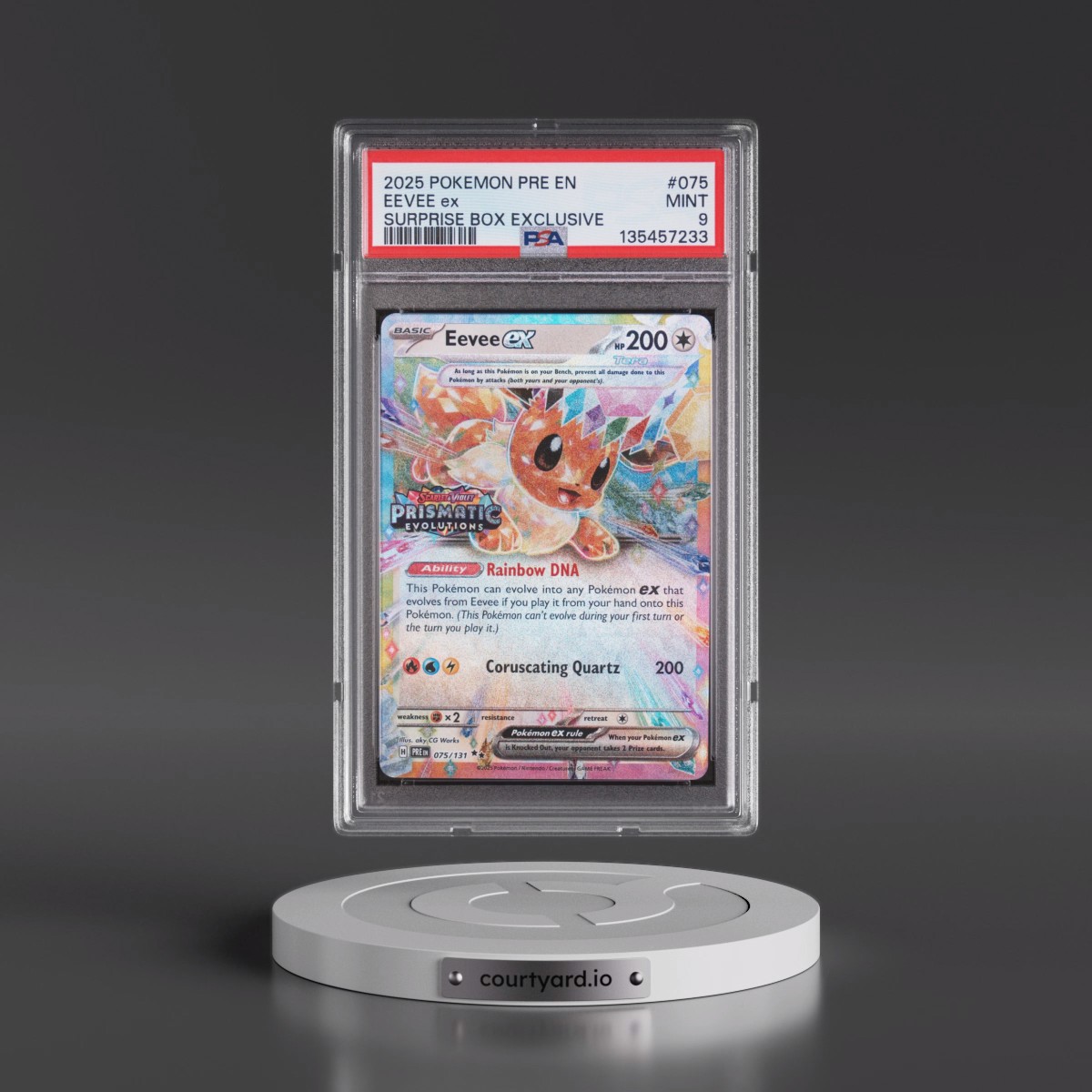 2025 Pokémon Pre EN-Prismatic Evolutions #075 Eevee EX - Holo Surprise Box Exclusive (PSA 9 MINT)