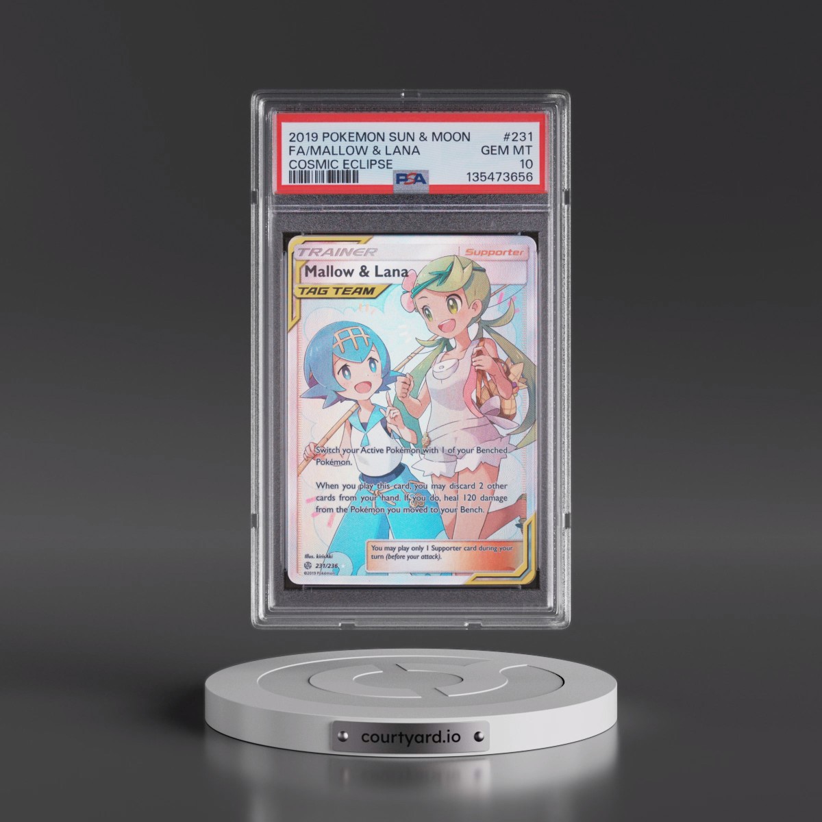 2019 Pokémon Sun & Moon Cosmic Eclipse #231 Mallow & Lana - Full Art (PSA 10 GEM MINT)