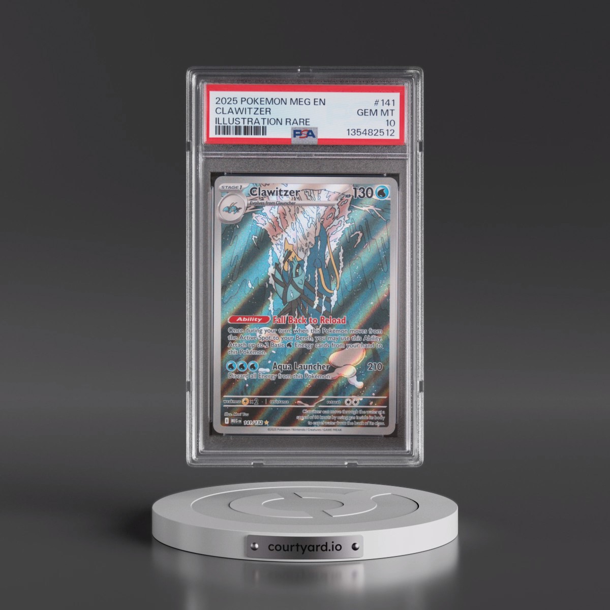 2025 Pokémon Meg EN-Mega Evolution #141 Clawitzer - Illustration Rare (PSA 10 GEM MINT)