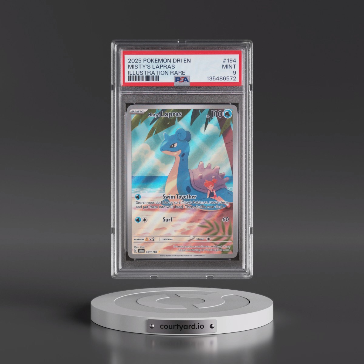 2025 Pokémon Dri EN-Destined Rivals #194 Misty's Lapras - Illustration Rare (PSA 9 MINT)