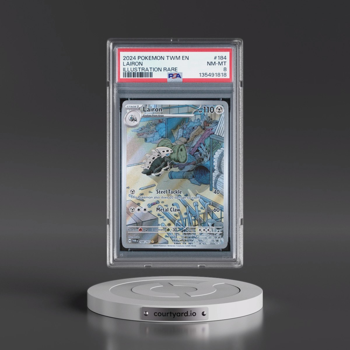 2024 Pokémon Twm EN-Twilight Masquerade #184 Lairon - Illustration Rare (PSA 8 NM-MT)