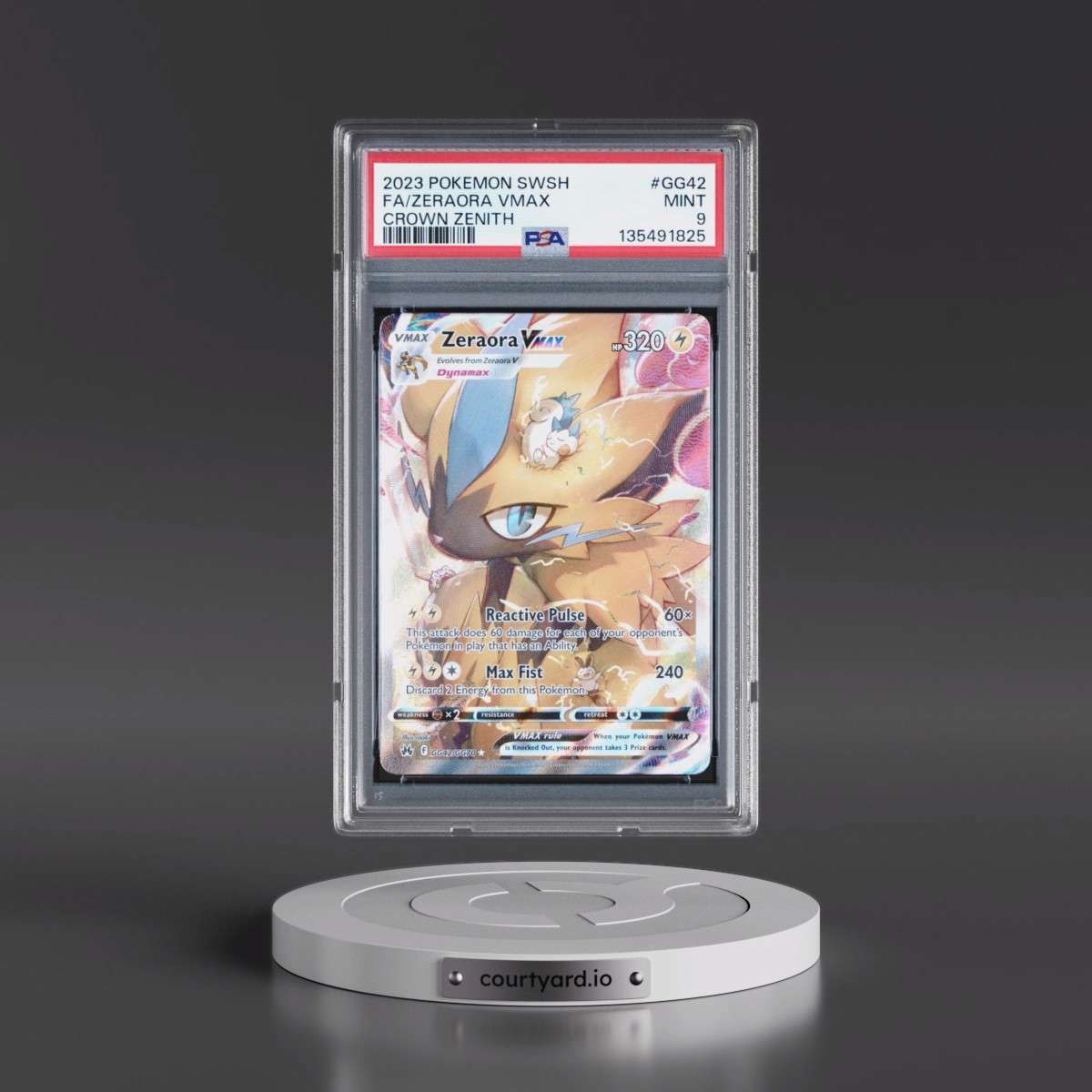 2023 Pokémon Sword and Shield Crown Zenith #GG42 Zeraora Vmax - Full Art (PSA 9 MINT)