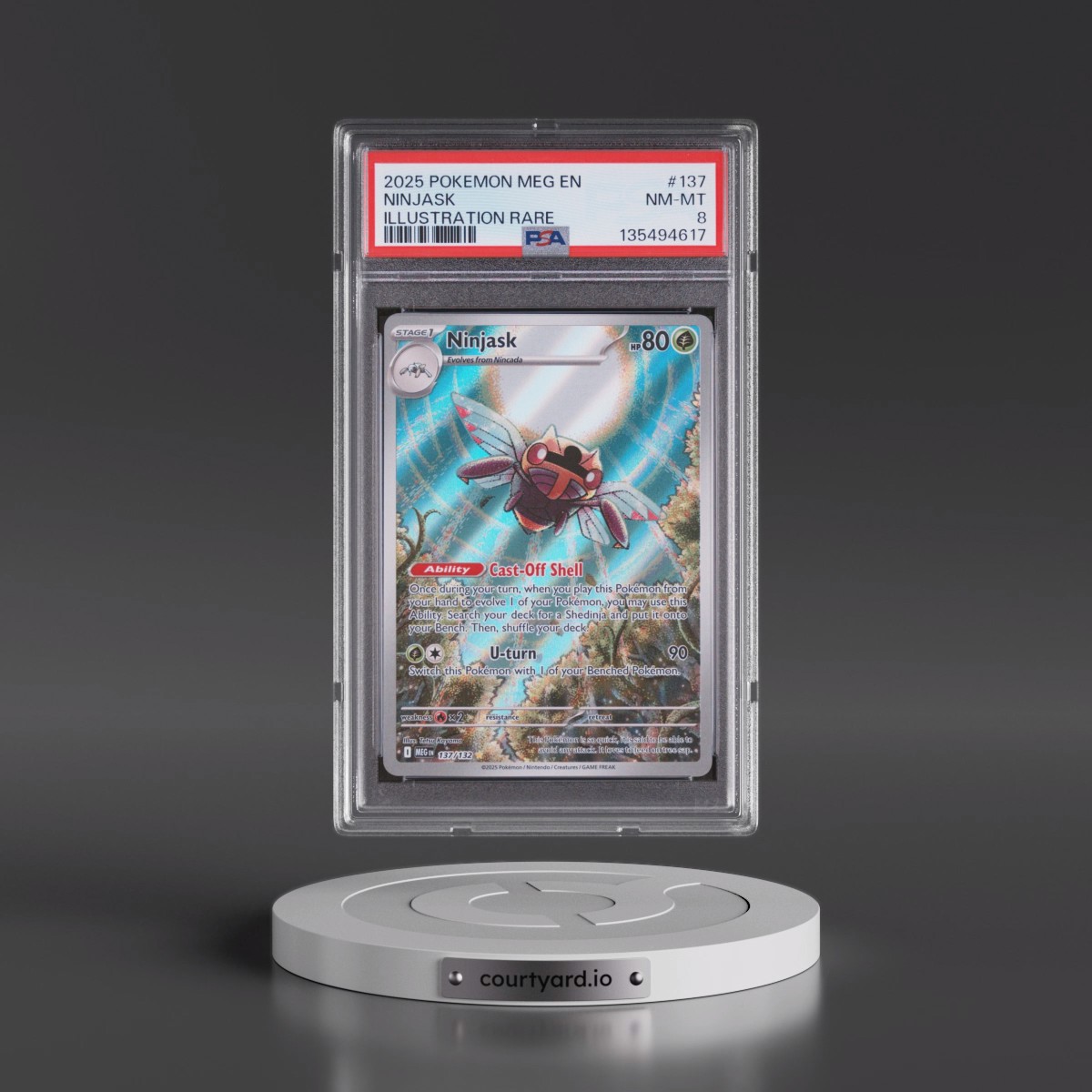 2025 Pokémon Meg EN-Mega Evolution #137 Ninjask - Illustration Rare (PSA 8 NM-MT)