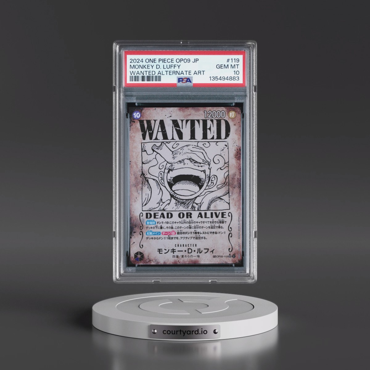 2024 One Piece Japanese OP09-Emperors in the New World #119 Monkey D. Luffy - Wanted Alternate Art (PSA 10 GEM MINT)