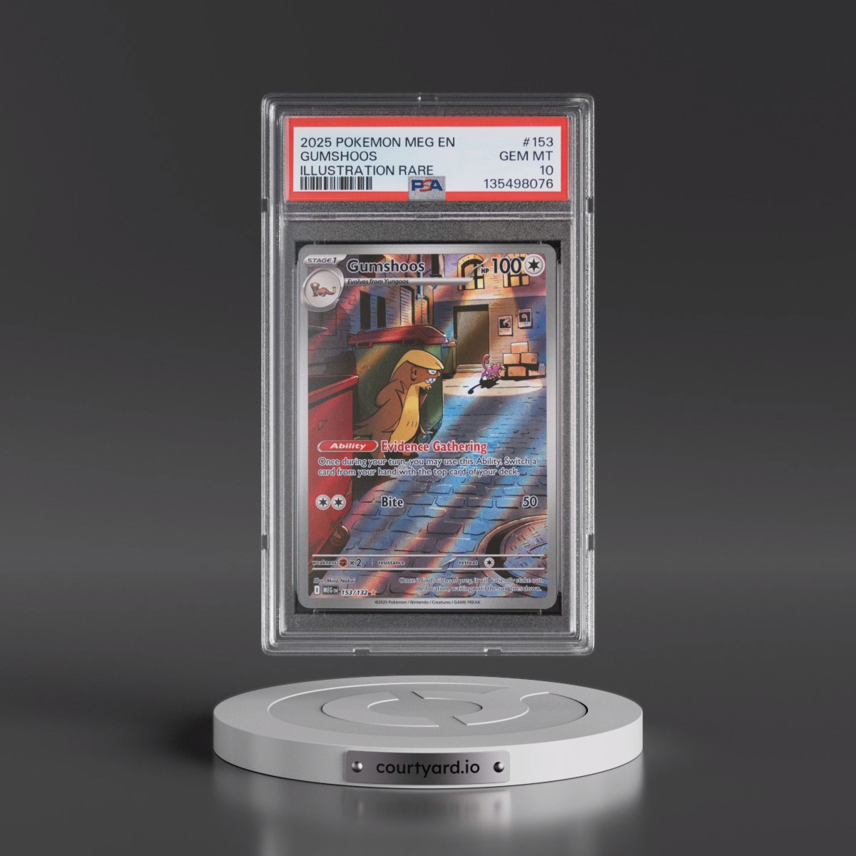 2025 Pokémon Meg EN-Mega Evolution #153 Gumshoos - Illustration Rare (PSA 10 GEM MINT)