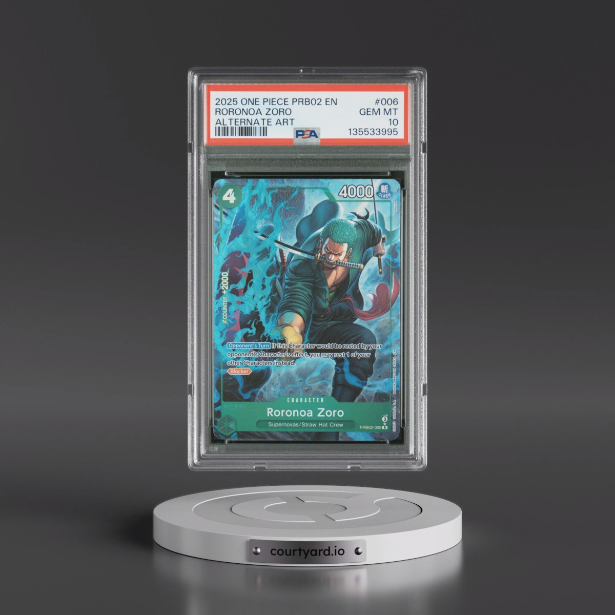 2025 One Piece PRB02-Premium Booster -One Piece Card the Best- Vol.2 #006 Roronoa Zoro - Alternate Art (PSA 10 GEM MINT)