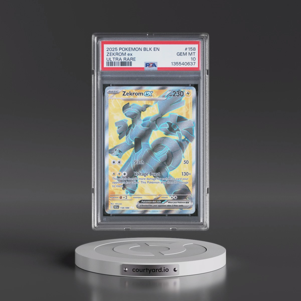 2025 Pokémon Blk EN-Black Bolt #158 Zekrom EX - Holo Ultra Rare (PSA 10 GEM MINT)