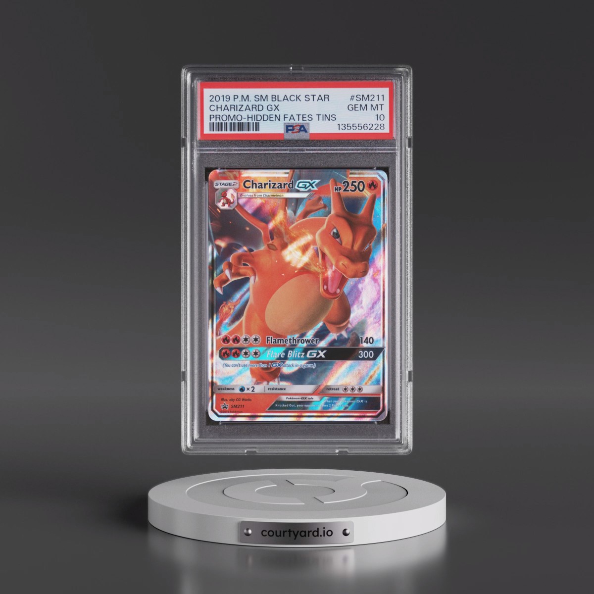 2019 Pokémon SM Black Star Promo #SM211 Charizard GX - Holo Hidden Fates Tins (PSA 10 GEM MINT)
