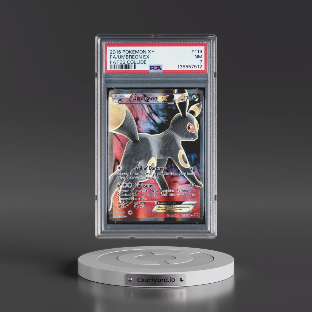 2016 Pokémon XY Fates Collide #119 Umbreon EX - Holo Full Art (PSA 7 NM)