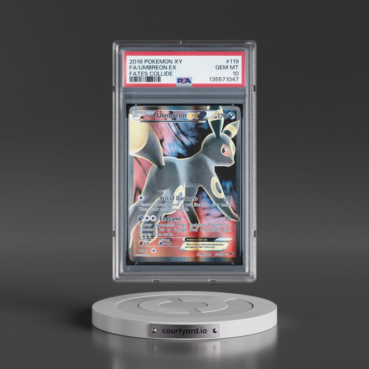 2016 Pokémon XY Fates Collide #119 Umbreon EX - Holo Full Art (PSA 10 GEM MINT)
