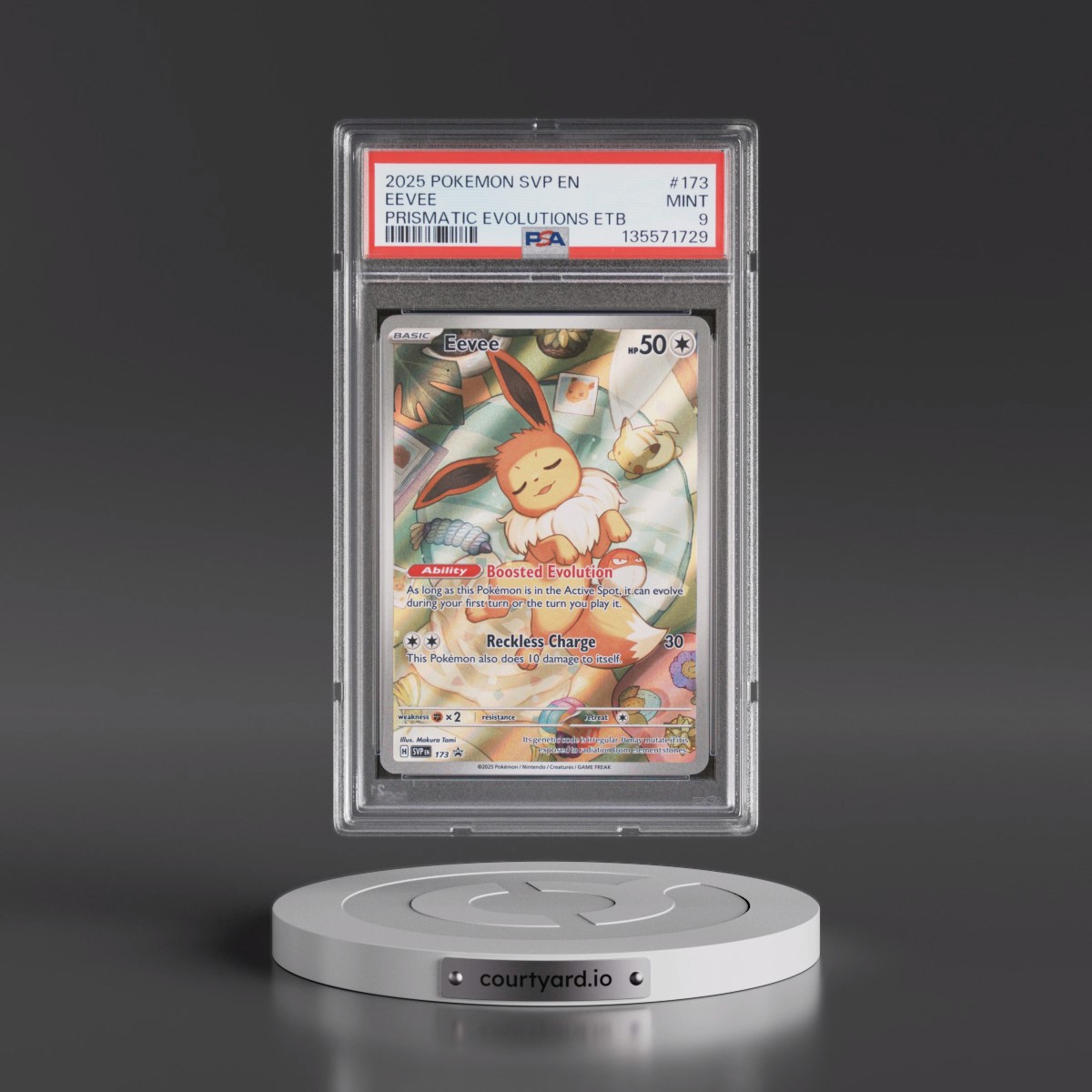 2025 Pokémon Svp EN-SV Black Star Promo #173 Eevee - Prismatic Evolutions Elite Trainer Box (PSA 9 MINT)