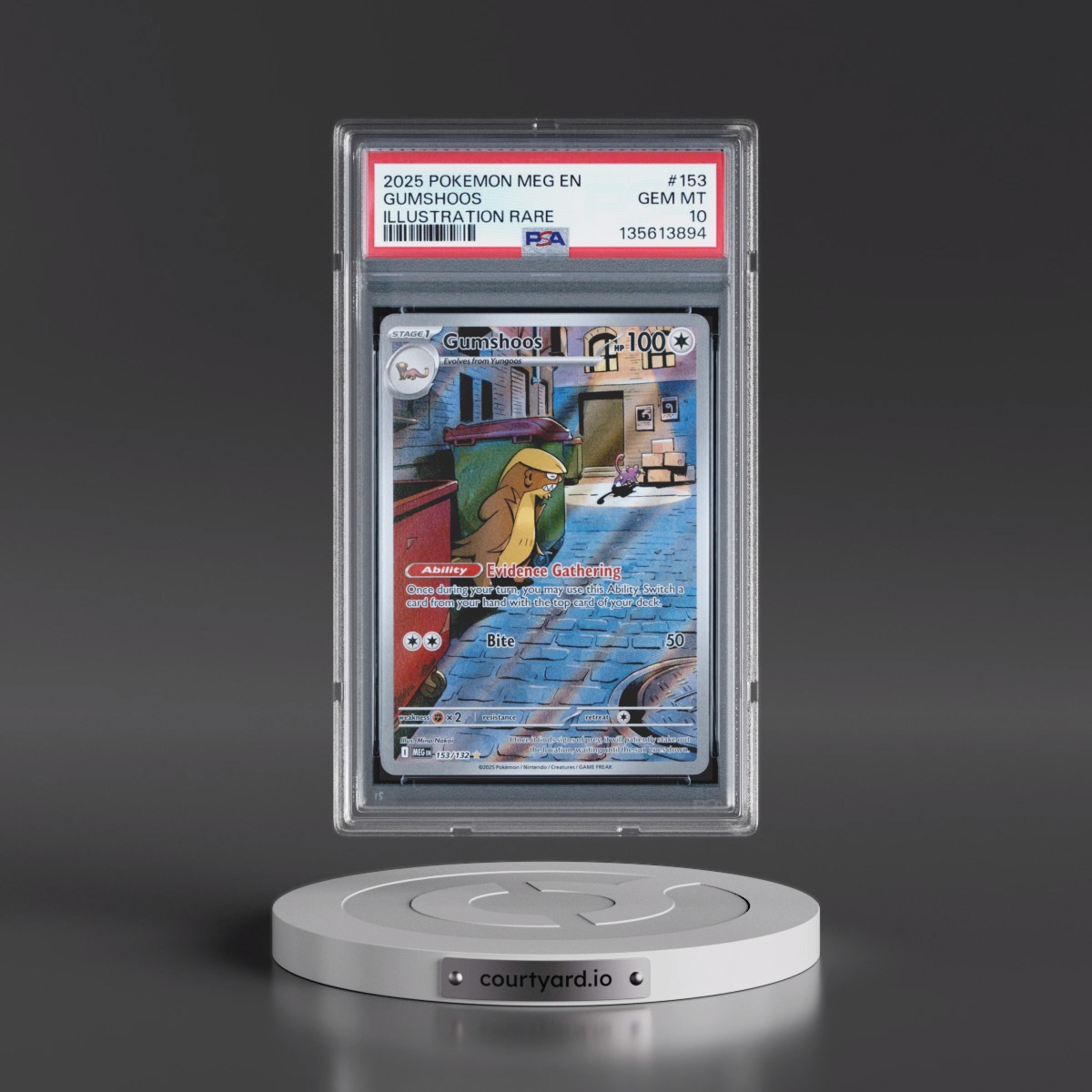 2025 Pokémon Meg EN-Mega Evolution #153 Gumshoos - Illustration Rare (PSA 10 GEM MINT)