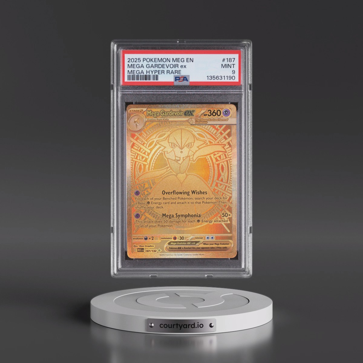 2025 Pokémon Meg EN-Mega Evolution #187 Mega Gardevoir EX - Holo Mega Hyper Rare (PSA 9 MINT)