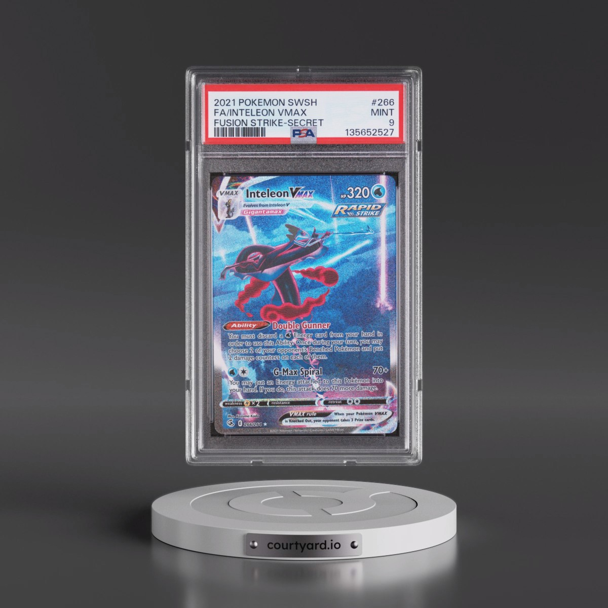 2021 Pokémon Sword & Shield Fusion Strike #266 Inteleon Vmax - Full Art Secret (PSA 9 MINT)