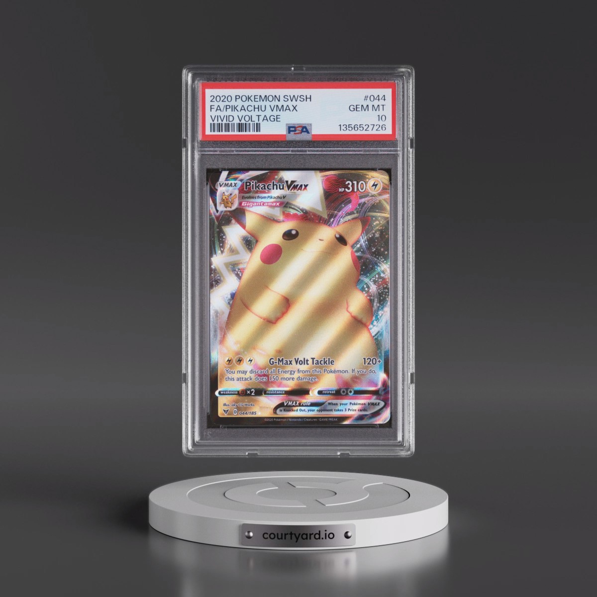 2020 Pokémon Sword & Shield Vivid Voltage #044 Pikachu Vmax - Full Art (PSA 10 GEM MINT)