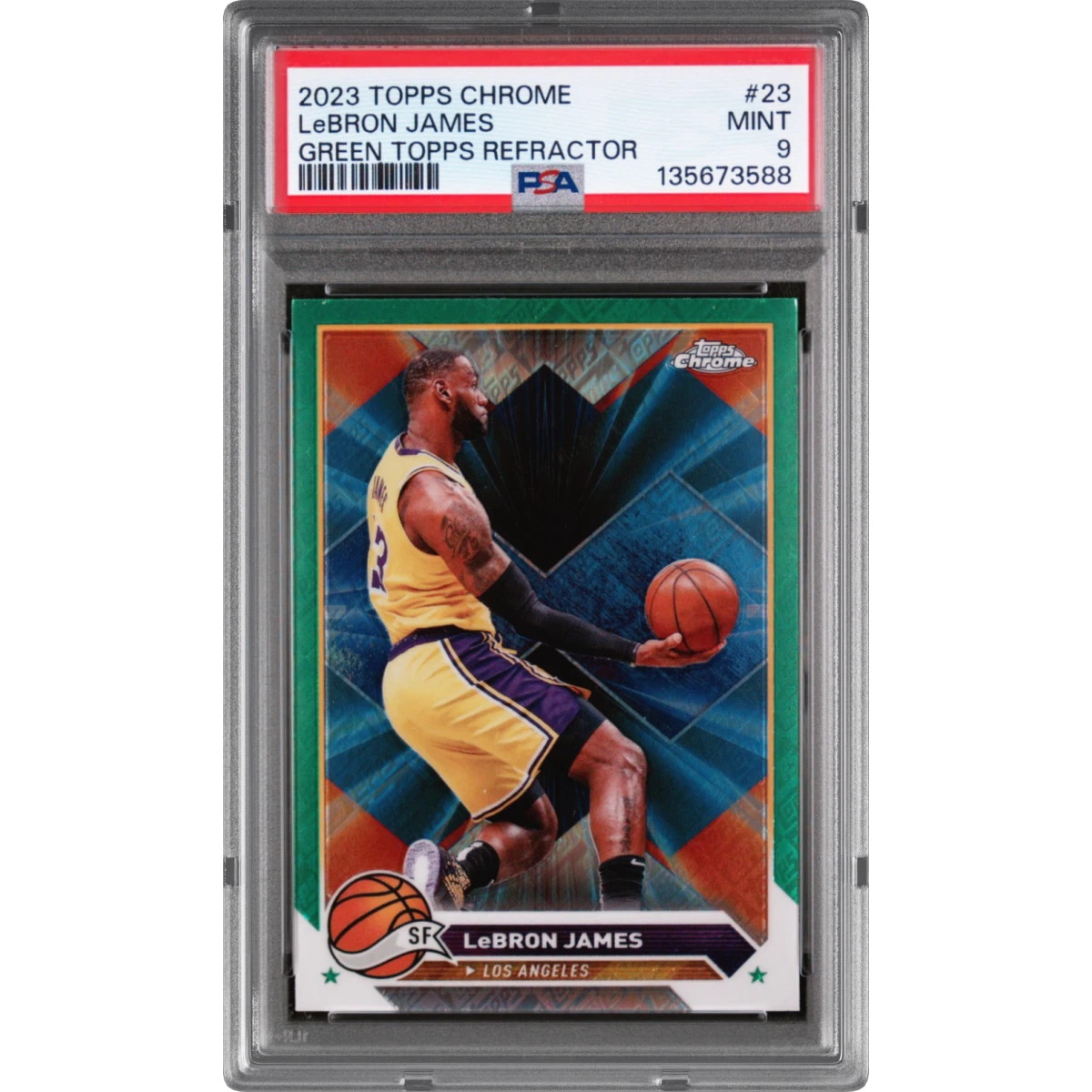 2023 Topps Chrome #23 LeBron James - Green Topps Refractor (PSA 9 MINT)