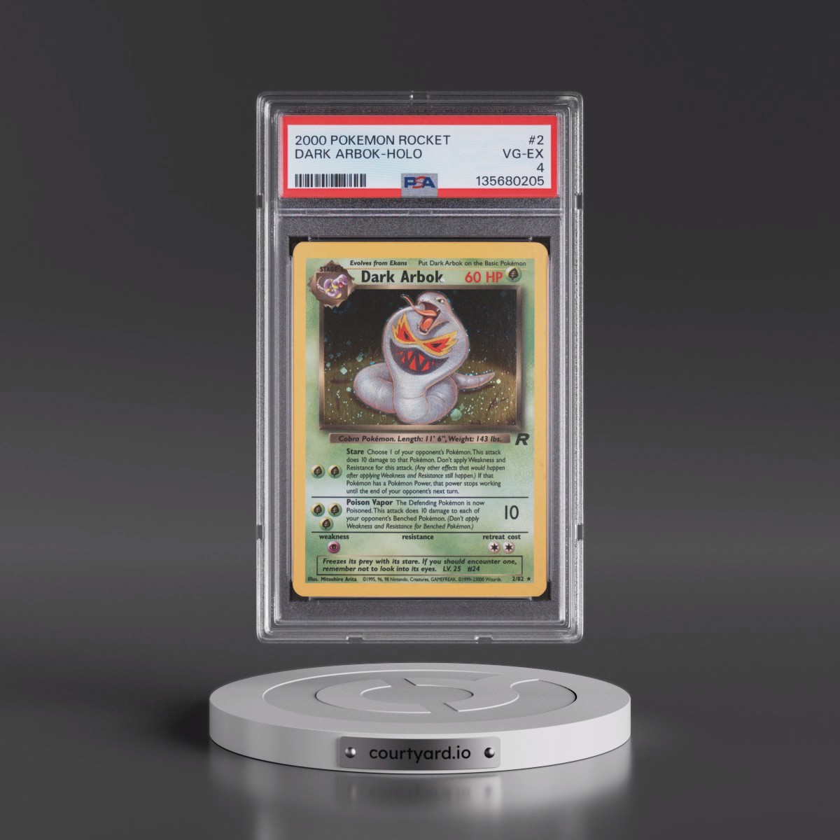 2000 Pokémon Rocket #2 Dark Arbok - Holo (PSA 4 VG-EX)