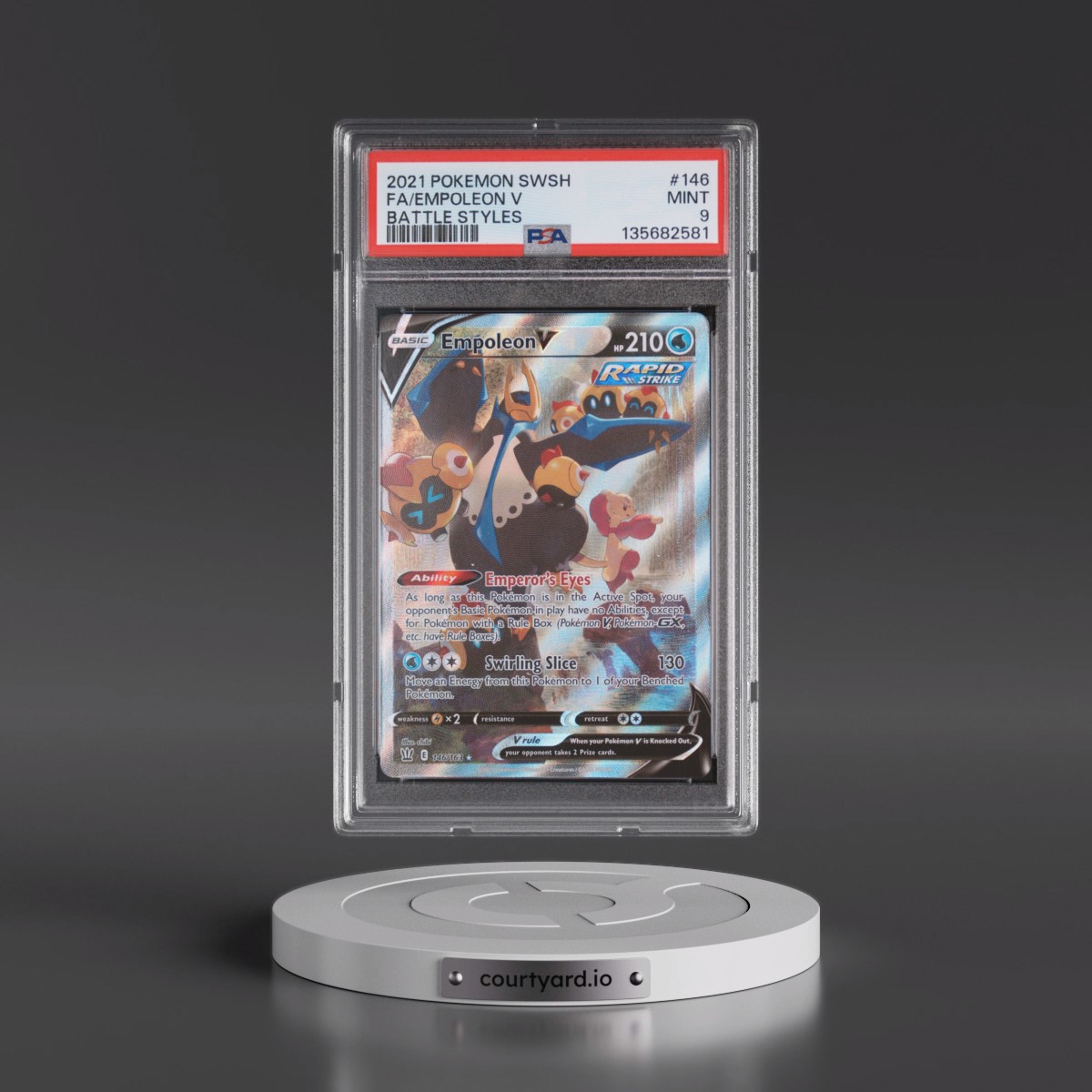 2021 Pokémon Sword & Shield Battle Styles #146 Empoleon V - Holo Full Art (PSA 9 MINT)