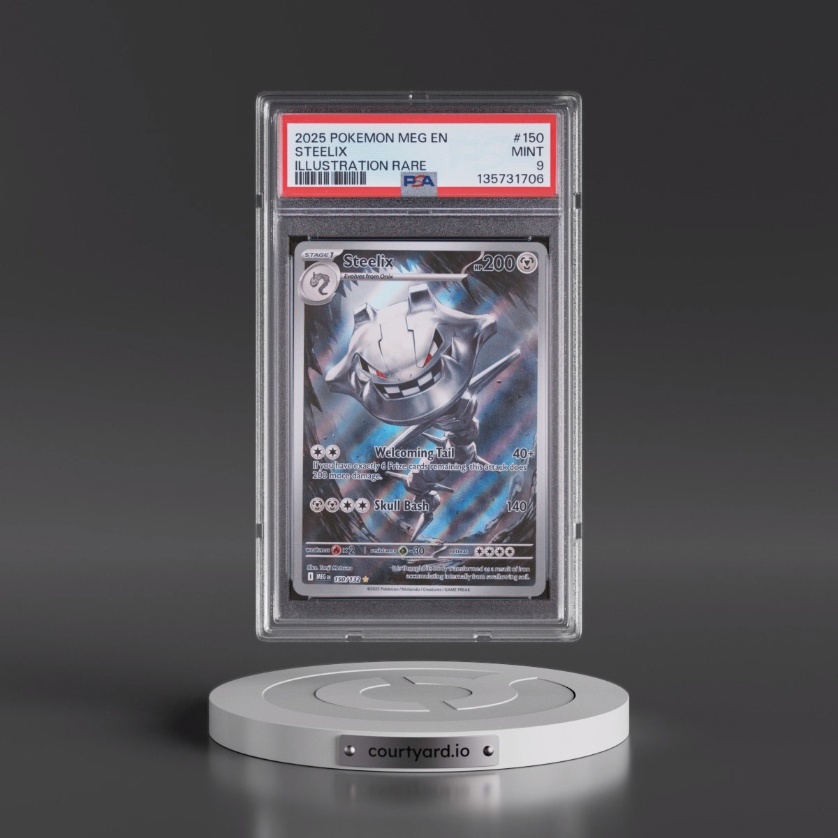 2025 Pokémon Meg EN-Mega Evolution #150 Steelix - Illustration Rare (PSA 9 MINT)