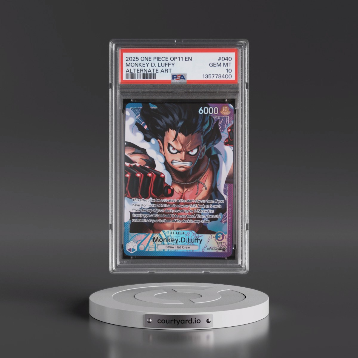 2025 One Piece OP11-A Fist of Divine Speed Monkey D. Luffy - Alternate Art #040 PSA 10