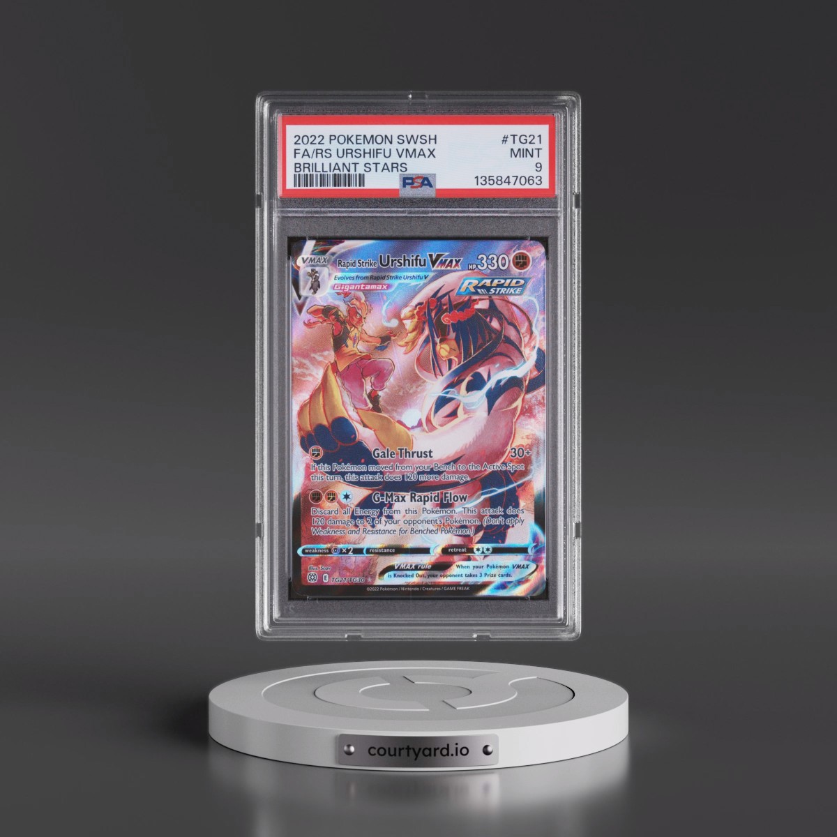 2022 Pokémon Sword & Shield Brilliant Stars #TG21 Rapid Strike Urshifu Vmax - Full Art (PSA 9 MINT)