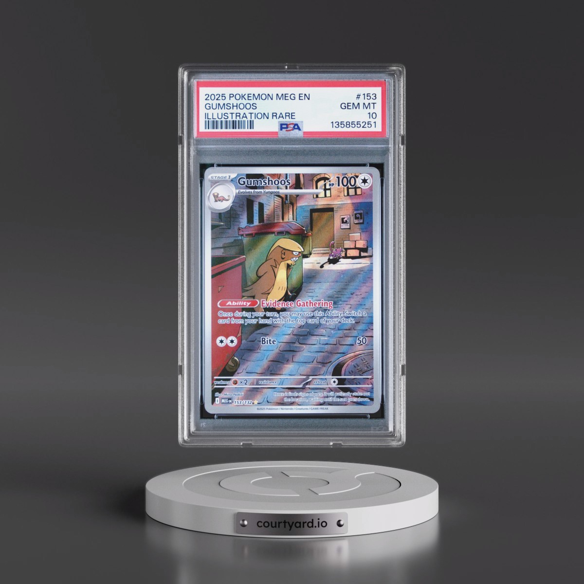 2025 Pokémon Meg EN-Mega Evolution #153 Gumshoos - Illustration Rare (PSA 10 GEM MINT)