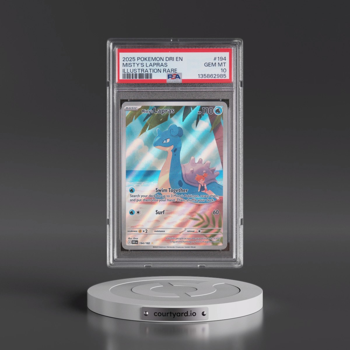 2025 Pokémon Dri EN-Destined Rivals #194 Misty's Lapras - Illustration Rare (PSA 10 GEM MINT)