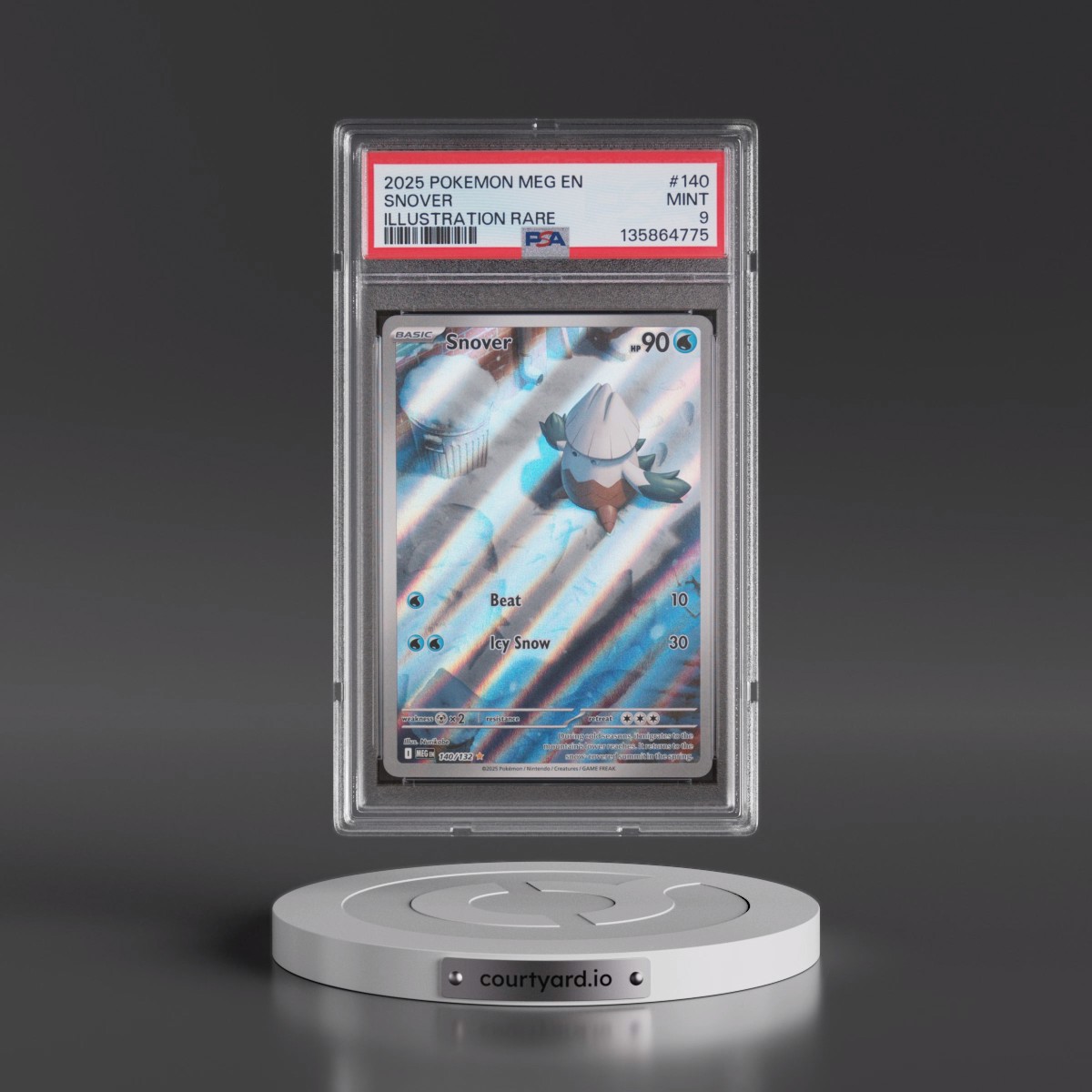 2025 Pokémon Meg EN-Mega Evolution #140 Snover - Illustration Rare (PSA 9 MINT)