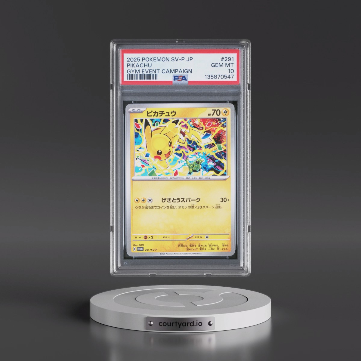 2025 Pokémon SV-P Promo #291 Pikachu - Gym Event Campaign (PSA 10 GEM MINT)