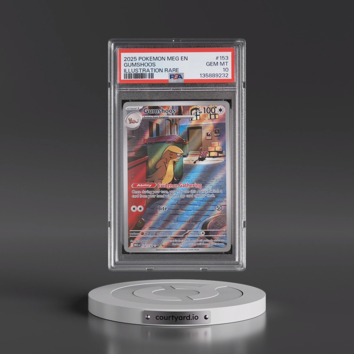 2025 Pokémon Meg EN-Mega Evolution #153 Gumshoos - Illustration Rare (PSA 10 GEM MINT)